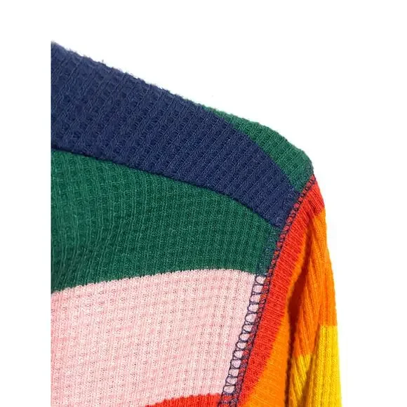 Old Navy Rainbow Striped Thermal Long Sleeve Shirt Womens 4X Colorful Retro Y2K - Picture 3 of 6